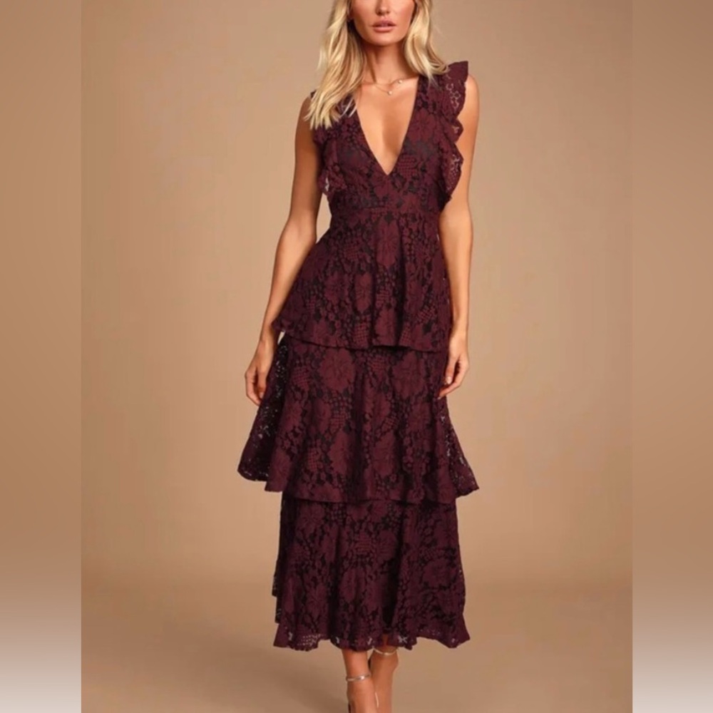 Lulu's Red High Low A-Line V-Neck Dress